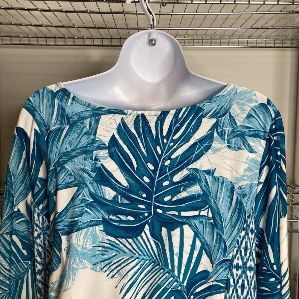 Potpourri Womens Blue White Floral Peasant Tunic Top Size 1X Cottagecore Country - Picture 10 of 11